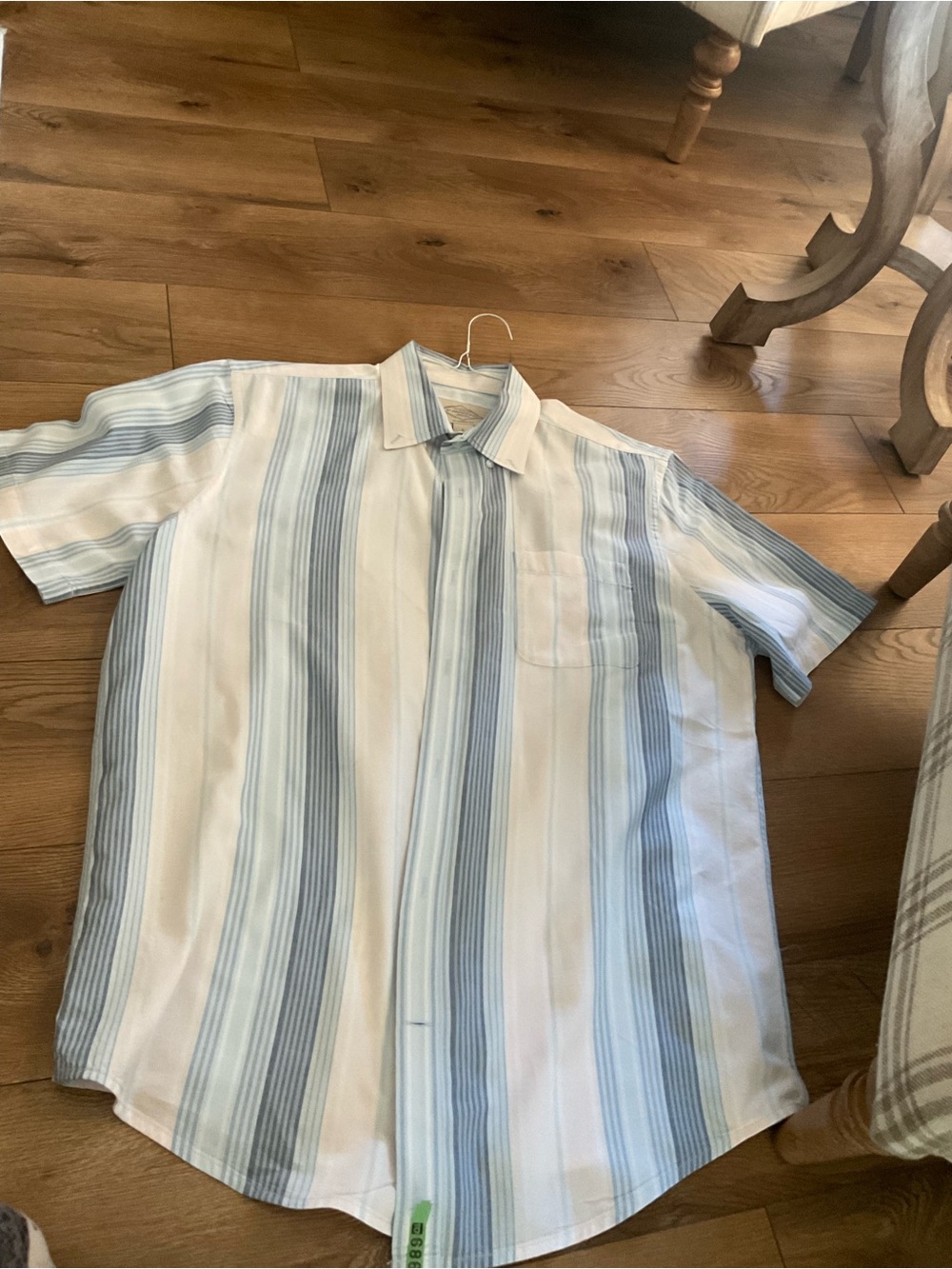 St. John's Bay Men's Short-Sleeve Button-Down Stripe Shirt - Light Blue & White